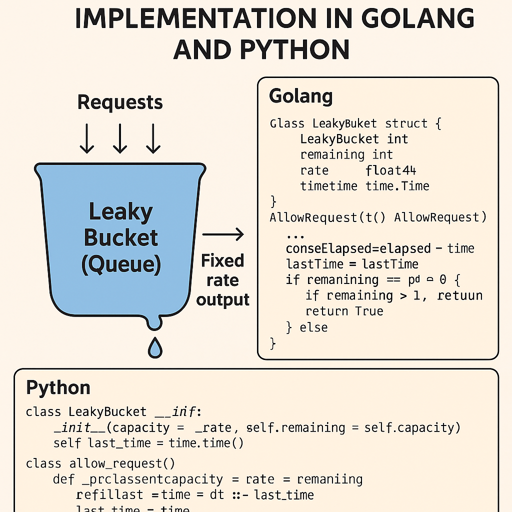 Leaky Bucket Algorithm With Implementations in Python and Golang